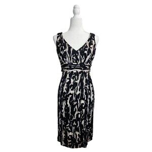 Teri Jon rickie freeman black & gray beaded straps empire midi satin dress size